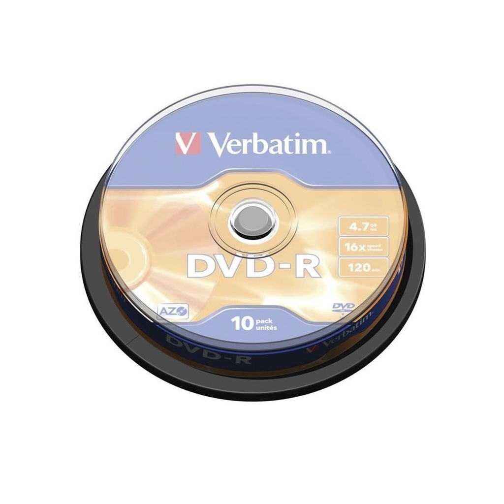 [VERB-DVD-R 4.7GB 10U] DVD-R Verbatim Advanced AZO 16X/ Tarrina-10uds