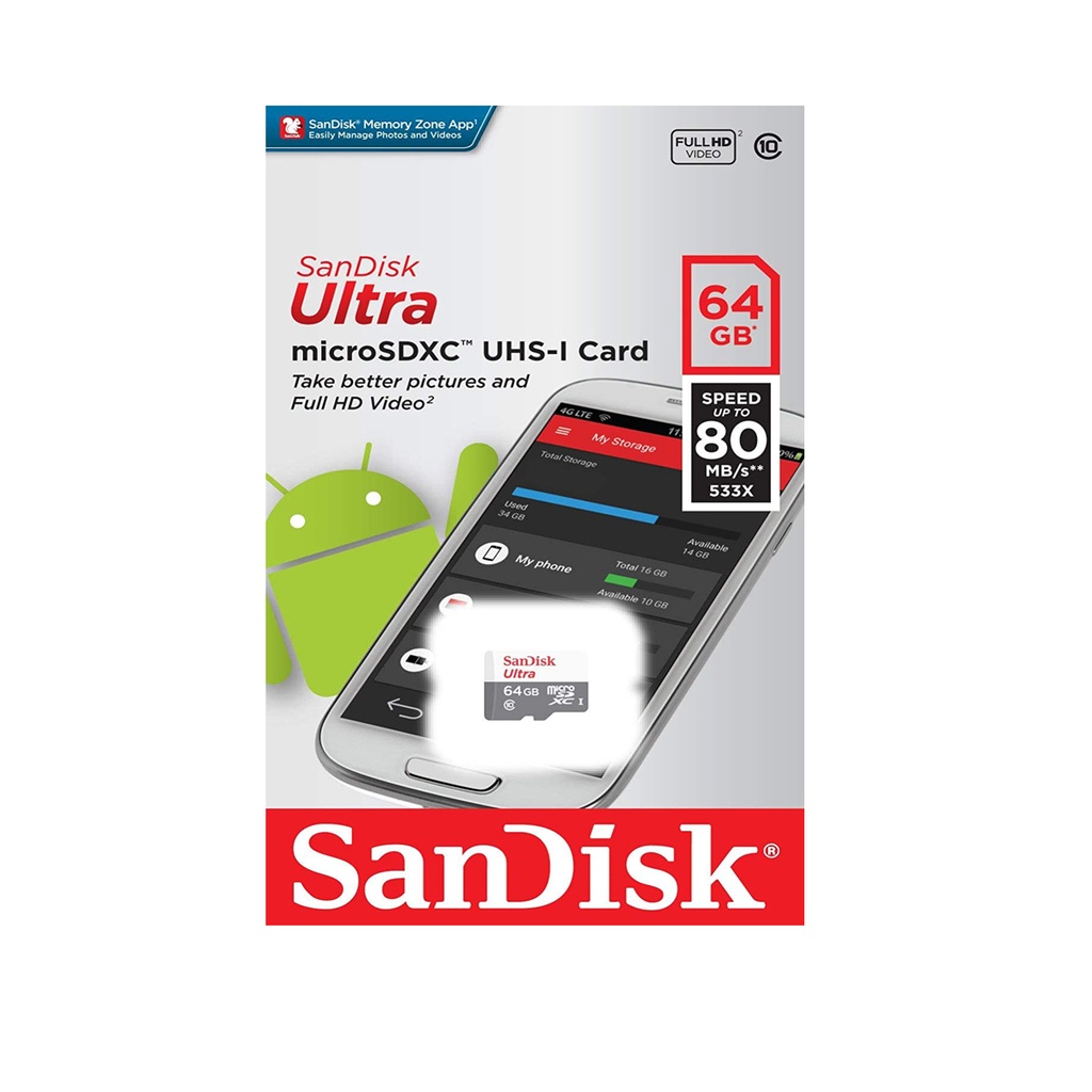 Tarjeta microSDXC (64 GB, 80 MB/s, UHS-I clase 10)